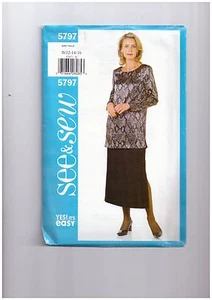 BUTTERICK 5797 SIZE B 12-14-16 MISSES PETITE TUNIC & SKIRT NEW UNCUT - Picture 1 of 2