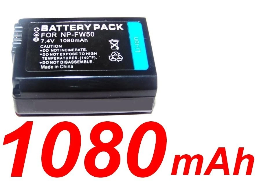 ★★★ 1080mAh BATTERIE NP-FW50 Sony SLT-A37,SLT-A55,DSC-RX10 - Imagen 1 de 1