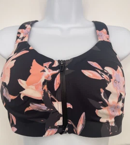 Victoria's Secret 34DD Knockout Sport-BH Reißverschluss vorne Haken doppellagig geblümt - Bild 1 von 10