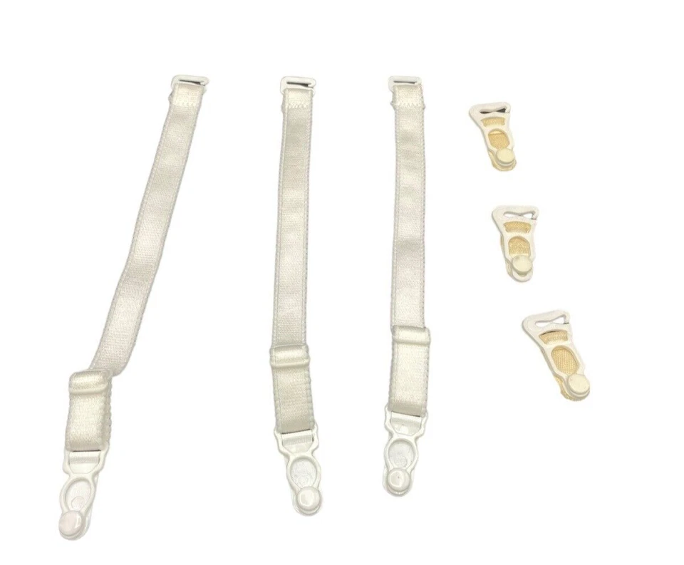 Vintage Garters Lot of 6 White Beige Plastic Hardware Lingerie Pin-Up Retro - Image 1 of 4
