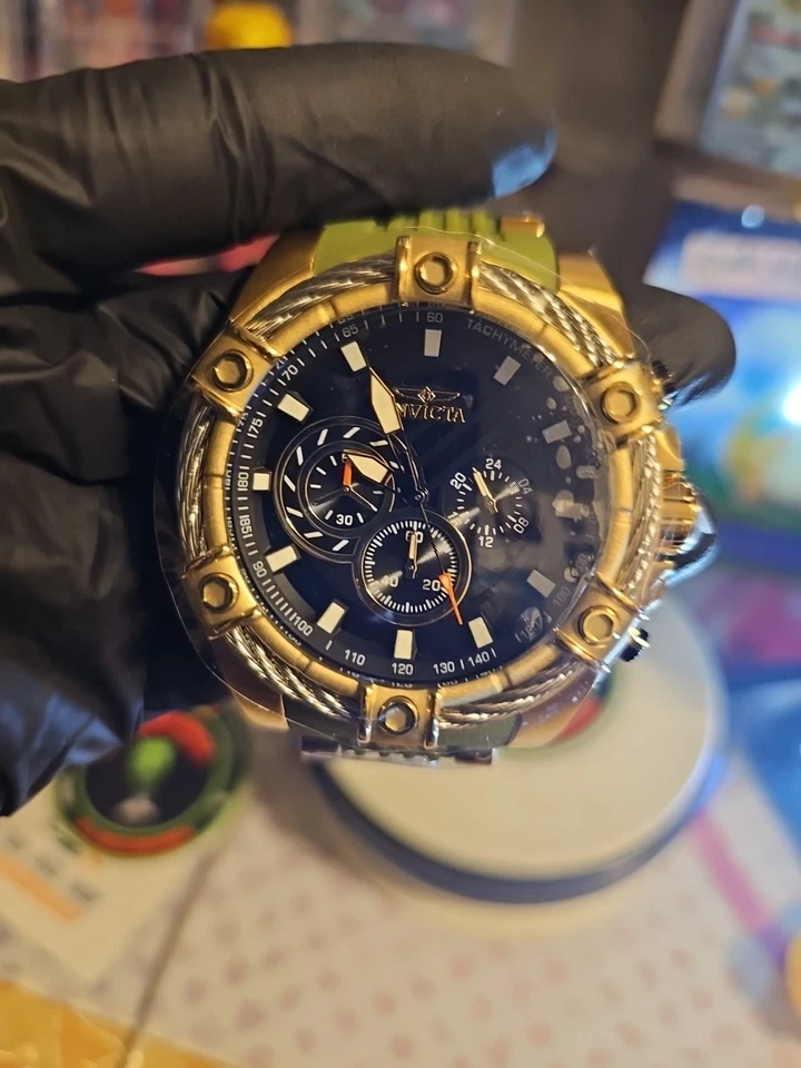 Cable víbora perno Invicta 48385 52 mm caja de acero inoxidable dorado con verde... Foto 1 de 4