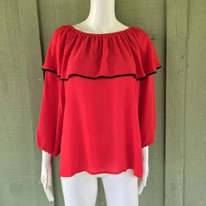 VINCE CAMUTO 2 way Red Blouse Top Small S - Picture 1 of 4