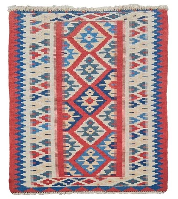 Increíble alfombra de lana Shrz Kilim Kilim vintage anudada a mano 4,7 x 2,5 pies Foto 1 de 4