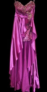 Fuschia Pink Hi Lo Formal Dress Party Ball Gown Strapless Prom Wedding Dress Y2K - Picture 1 of 18