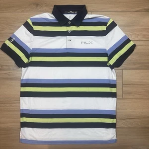 Polo RLX Ralph Lauren Pro Fit Engineered Stripe Piqué Topspin Azul Marino Talla L - Imagen 1 de 9