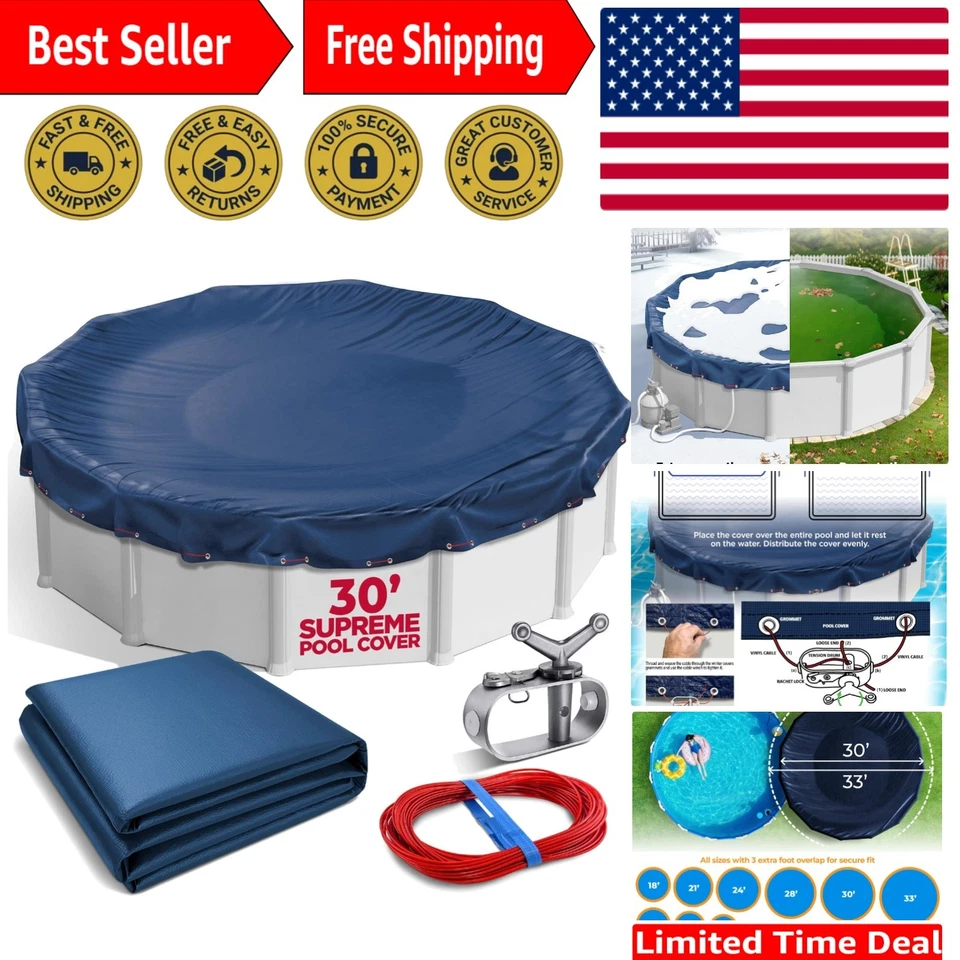 Cubierta de piscina redonda de invierno de 30 pies para piscinas sobre el suelo - Protección inigualable Foto 1 de 4