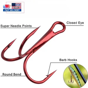 100PCS Fishing Hook Sharp Treble Hooks Fishing Tackle Size 6#  - Picture 1 of 16