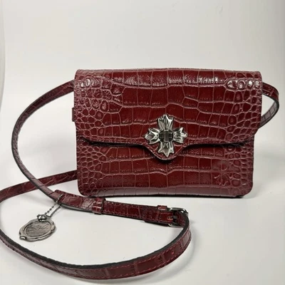 Patricia Nash Leather Oxblood Croc Embossed Crossbody 10th Anniversary - Image 1 of 4