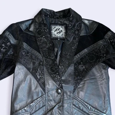 Vintage Winlit Paisley Black Leather Western Mid-Length Coat Women’s S  - Image 1 of 4