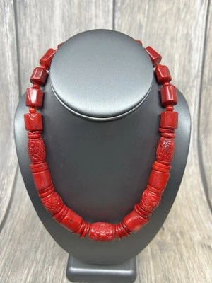 Collar Jay King Mine Finds Tallado Rojo Bambú Coral Marino .925 18-1/4-21" Nuevo en Caja Foto 1 de 4
