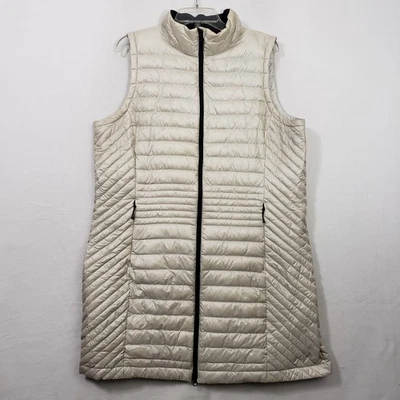 Duluth Trading Down Right Tunic Zip Vest Women's XL Ivory 650 Down Fill Pertex - Image 1 of 4