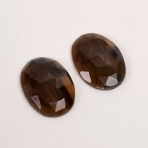 Par de gemas translúcidas facetadas ovaladas de zafiro dorado de 39 quilates 23x16x4 mm - Imagen 1 de 5