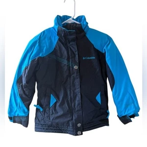COLUMBIA- Girls Two Tone Full Zip Winter Coat - Blue Black - Size 7/8 - Picture 1 of 13