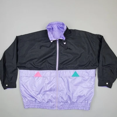 Vtg 80s 90s Current Seen Jacket Sz 22/24W Nylon Windbreaker Color Block Purple - Image 1 of 4