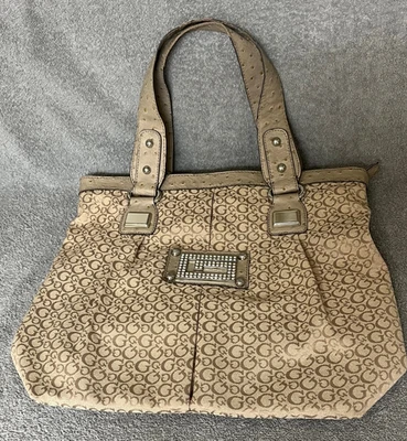 De Colección Guess Hobo Y2K Bolso de Mano Monograma Estrás Logo Imitación Avestruz Bolso de Hombro Foto 1 de 4