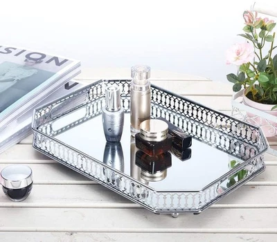 Vintage Silver Mirrored Vanity Tray – Decorative Perfume and Makeup Organizer... - Image 1 of 4