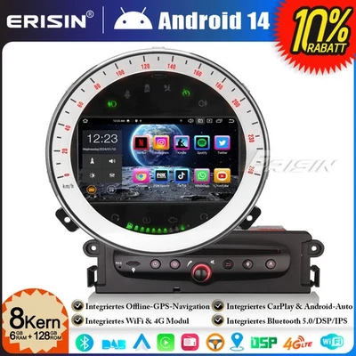 6GB+128GB 8-Kern CarPlay Android 14 Autoradio GPS Navi für BMW Mini Cooper CD BT - Bild 1 von 4