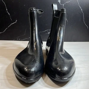 Markenlos Damen spitz zulaufend Regen Bootie schwarz Größe 6,5 - Bild 1 von 7