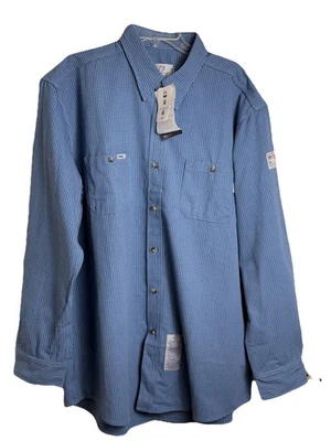Camisa de trabajo Tyndale para hombre 2XL resistente al fuego manga larga azul cuadros NUEVA - EE. UU. Foto 1 de 4