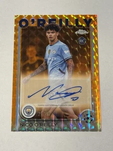 Nico O'Reilly 2024-25 Topps Chrome UEFA Orange Geometric Refractor Auto /25 RC - Picture 1 of 3