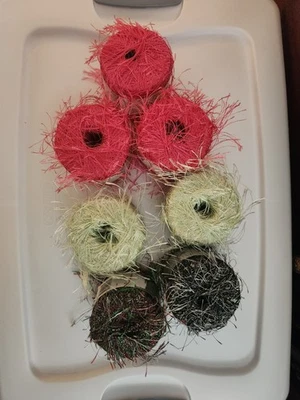 MIXED LOT Multicolored  Eyelash Yarn Flutter Pink Mint - Image 1 of 4