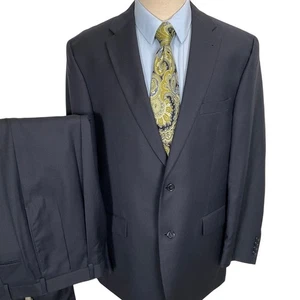 Traje JOS A BANK Signature Hombre 44L 37W 32L Azul Negro Rayas Lana Seda Clásico - Imagen 1 de 19