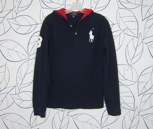 Polo Ralph Lauren Big Boys Big Pony Hooded Long Sleeve Polo Shirt Navy XL 18-20 - Picture 1 of 6