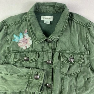 Ariat Shirt Damen Medium Langarm bestickt Indianerkopf Knöpfe - Bild 1 von 7