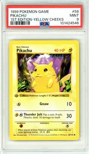 Pokemon Pikachu Yellow Cheeks #58 Base Set 1st Edition PSA 9 Mint - Picture 1 of 2
