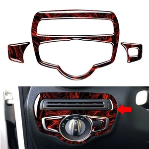 Fire Red Headlight Switch Cover Set For Mercedes-Benz GLC C Class 2015-2020 - Picture 1 of 9