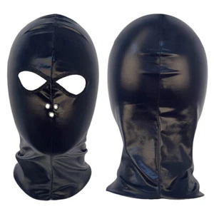 Unisex New Patent Leather Headgear Halloween Cosplay Breathing Full Hood Mask - Picture 1 of 5