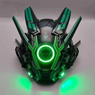 Máscara Punk LED Futurista Unisex Accesorio de Juego de Rol Mecánico con Luz Redonda Foto 1 de 4