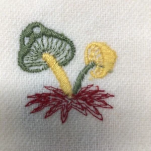 Mod Mellow Mushrooms Embroidered Wooly Woven Viyella Fabric Trim 3 inch x 3 Yds - Picture 1 of 7