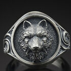 Men's Viking Wolf Head Ring Silver Plated Gothic Biker Punk Band Rings Jewelry