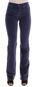 Ermanno Scervino Women Purple Pants Cotton Corduroy Bootcut Flared Trousers W 26 - Picture 1 of 8