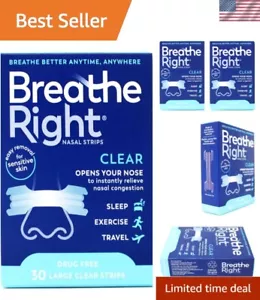 Instant Relief Nasal Strips for Snoring - Clear, Drug-Free, 30 Count Value Pack - Picture 1 of 8