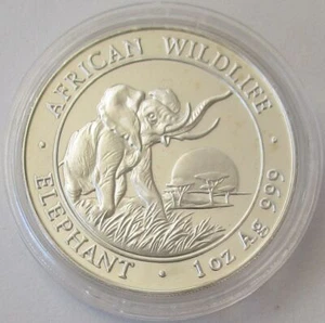 Somalia 100 Shillings 2010 Elefant Motiv 2009 1 Oz Silber - Bild 1 von 2
