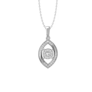 Round Lab Grown Diamond Sterling Silver Cluster Pendant 18" Silver Cable Chain - Picture 1 of 6