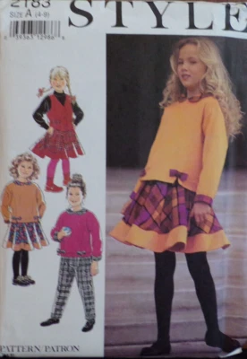 Style Sewing Pattern 2183 Girls Top Waistcoat Vest Skirt Pants Sizes 4-9 VTG UC - Image 1 of 4