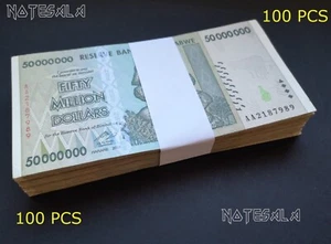 ZIMBABWE 50 MILLION DOLLARS 2008 PICK-79 BUNDLE USED 100 PCS - Picture 1 of 2
