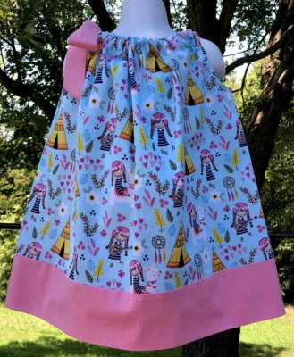 BOHO Gypsy Tribal Teepee Toddler Girls Summer Sundress Pillowcase Dress 2T - Image 1 of 4