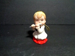 Vintage Christmas Ceramic Choir Boy Playing Flute Ornament 3 1/2" - Picture 1 of 8