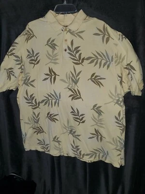 Camisa Vintage Catalina Island Amarillo Claro Talla Para Hombre XL Botón Completo Isla Palmeras  Foto 1 de 4