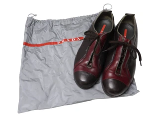 PRADA Shoes Men's (UK) 8.5 Brown/Burgundy Lace Up Low Top Leather Sneakers - Picture 1 of 21