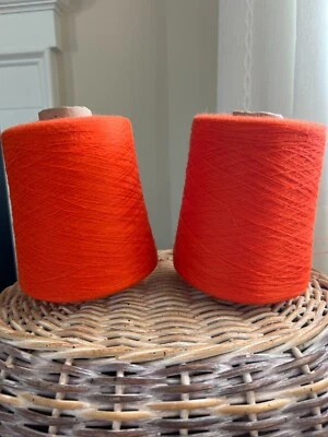 VERY SOFT, Lot of 2 Orange Cone Peruvian SUPER Baby Alpaca/Natural Silk 2lbs 5oz - Image 1 of 4