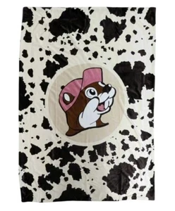 2024 Buc-ee’s Cow Print Sherpa Lined Throw Blanket Christmas Limited Edition - Picture 1 of 4