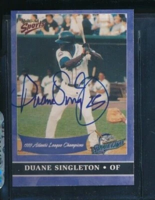 2000 Multi-Ad Sports Bridgeport Bluefish #25 Duane Singleton signed auto 2 swsw6 - Image 1 of 2