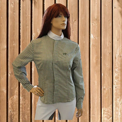 Turnierbluse Piaffe Langarm, Turniershirt, Competition Shirt oliv karo, Gr. M - Bild 1 von 2