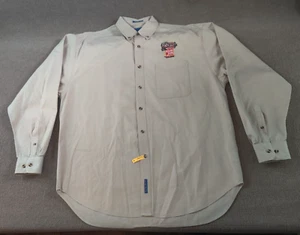 Vintage Sweepstakes Slim Jim Racing Long Sleeve Button Up Shirt Mens XL Beige - Picture 1 of 16