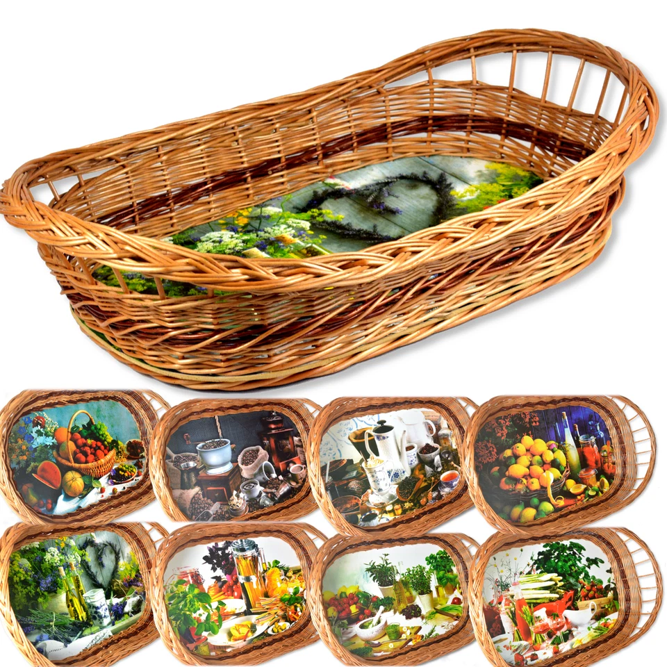 Tablett Schale Motiven zur Auswahl!! ohne Bügel Obstkorb   Weide, nicht Rattan - Bild 1 von 1